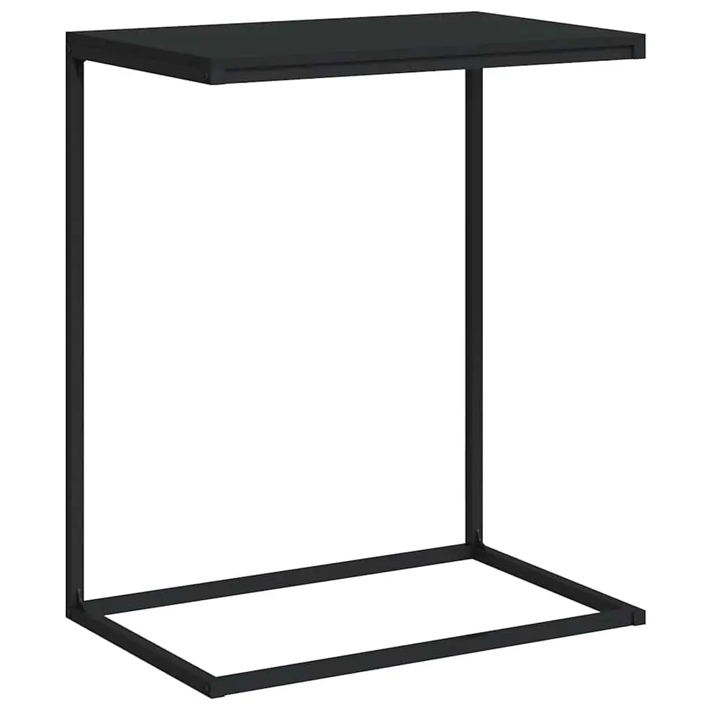C-Shaped Side Table Black Engineered Wood 55W x 35D x 66H cm