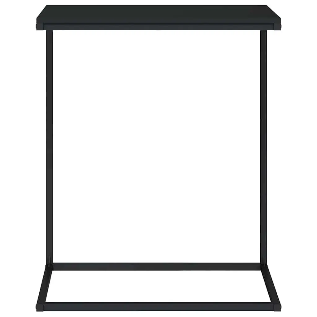 C-Shaped Side Table Black Engineered Wood 55W x 35D x 66H cm