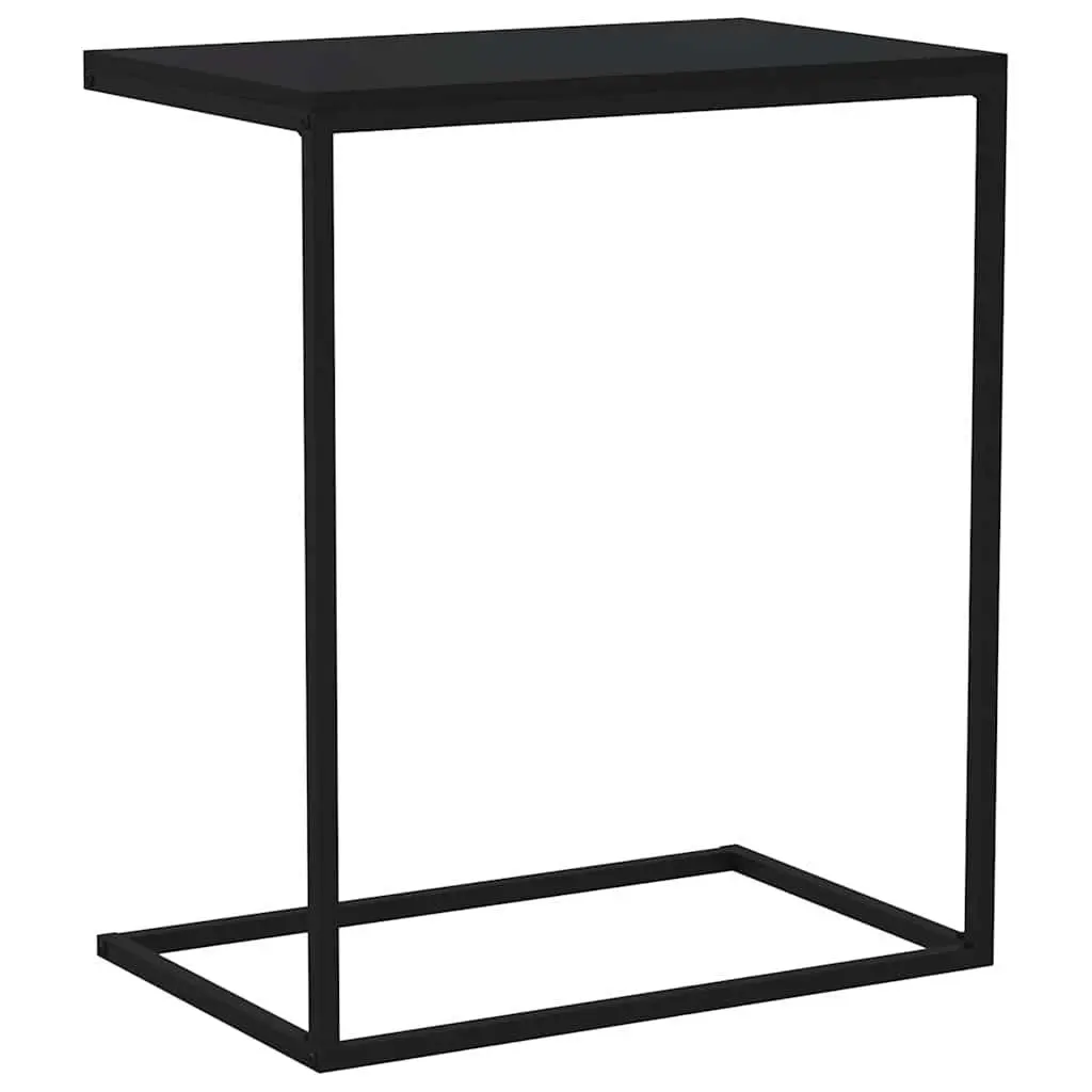 C-Shaped Side Table Black Engineered Wood 55W x 35D x 66H cm