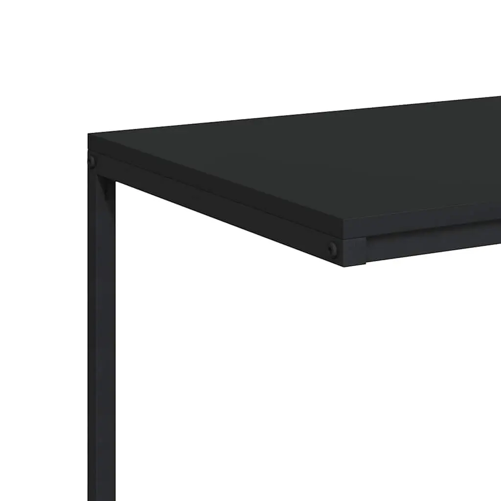 C-Shaped Side Table Black Engineered Wood 55W x 35D x 66H cm