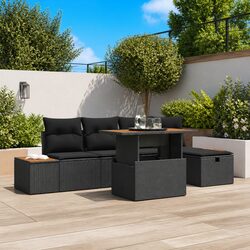 Your New Favorite 6-Piece Garden Sofa Set in Black Rattan