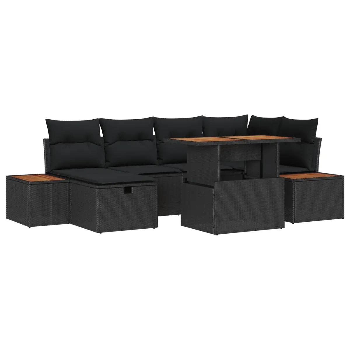 Outdoor Garden Sofa Set Height-Adjustable 7 Piece Poly Rattan Patio Furniture