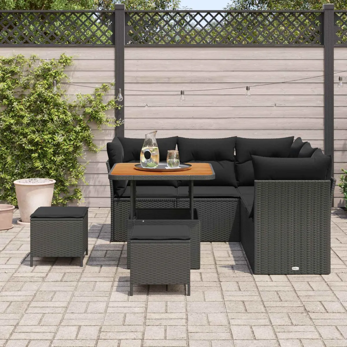 Garden Sofa Set 8 Pieces Outdoor Seating Poly Rattan Modular Lounge Patio Black