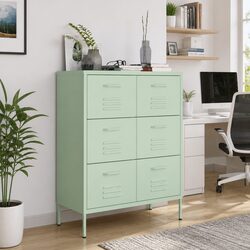 Smart 6-Drawer Organiser Unit in Green Steel