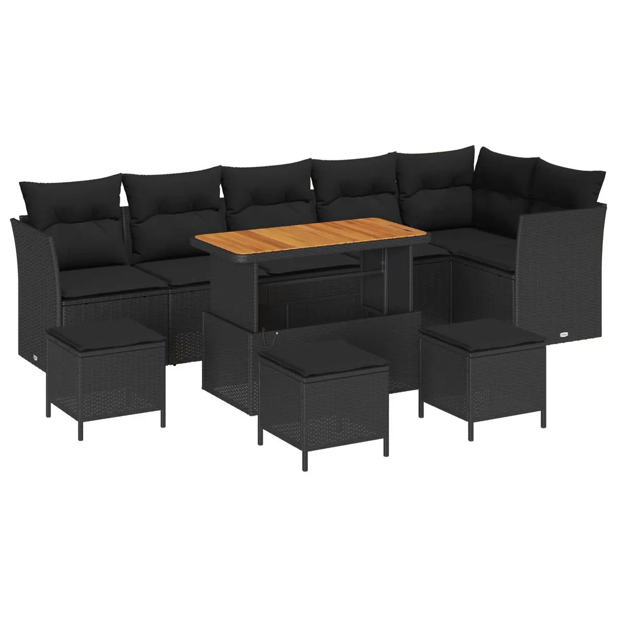 Garden Sofa Set 10 Piece Outdoor Furniture Patio Black Modular Lounger Sectional