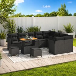 Create Comfort Outdoors with 12-Piece Garden Sofa Set - Black