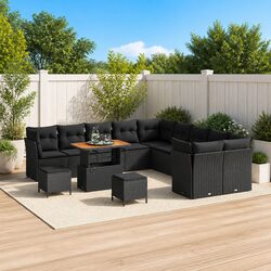 Friendly 13-Piece Black Garden Sofa Set for Your Patio
