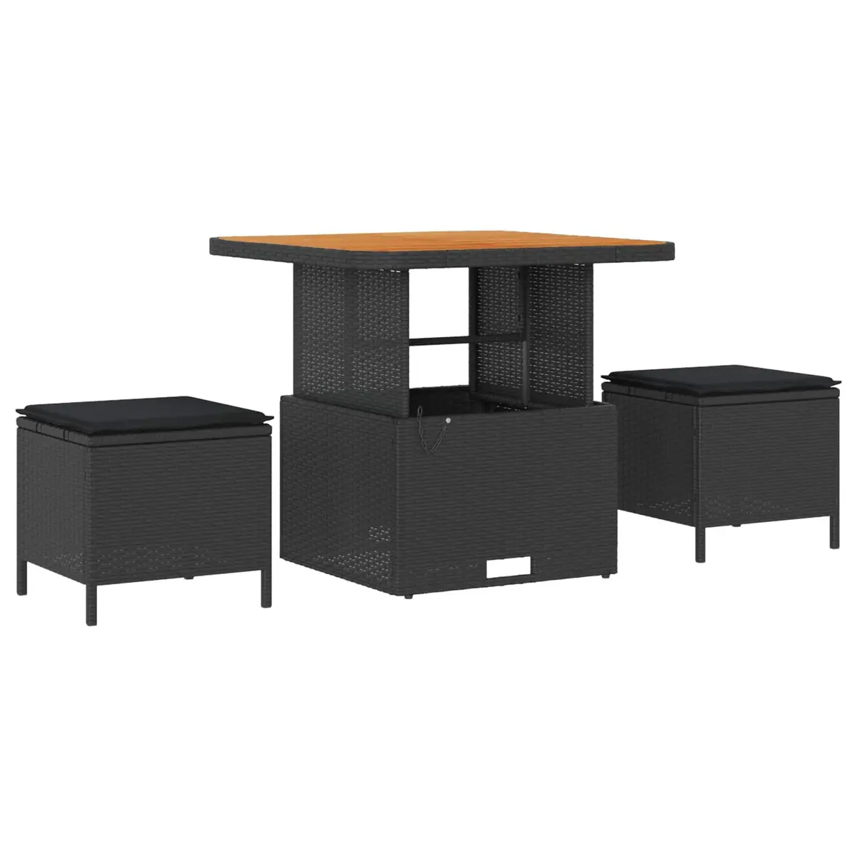 Modular Garden Sofa Set Black Poly Rattan 8 Pieces Outdoor Furniture