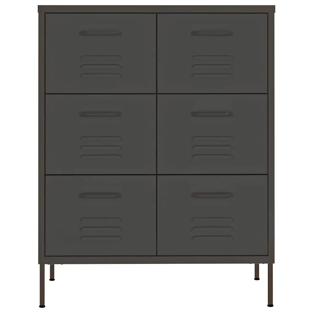 Drawer Storage Cabinet Steel Anthracite 80x35x101.5cm 6 Drawers