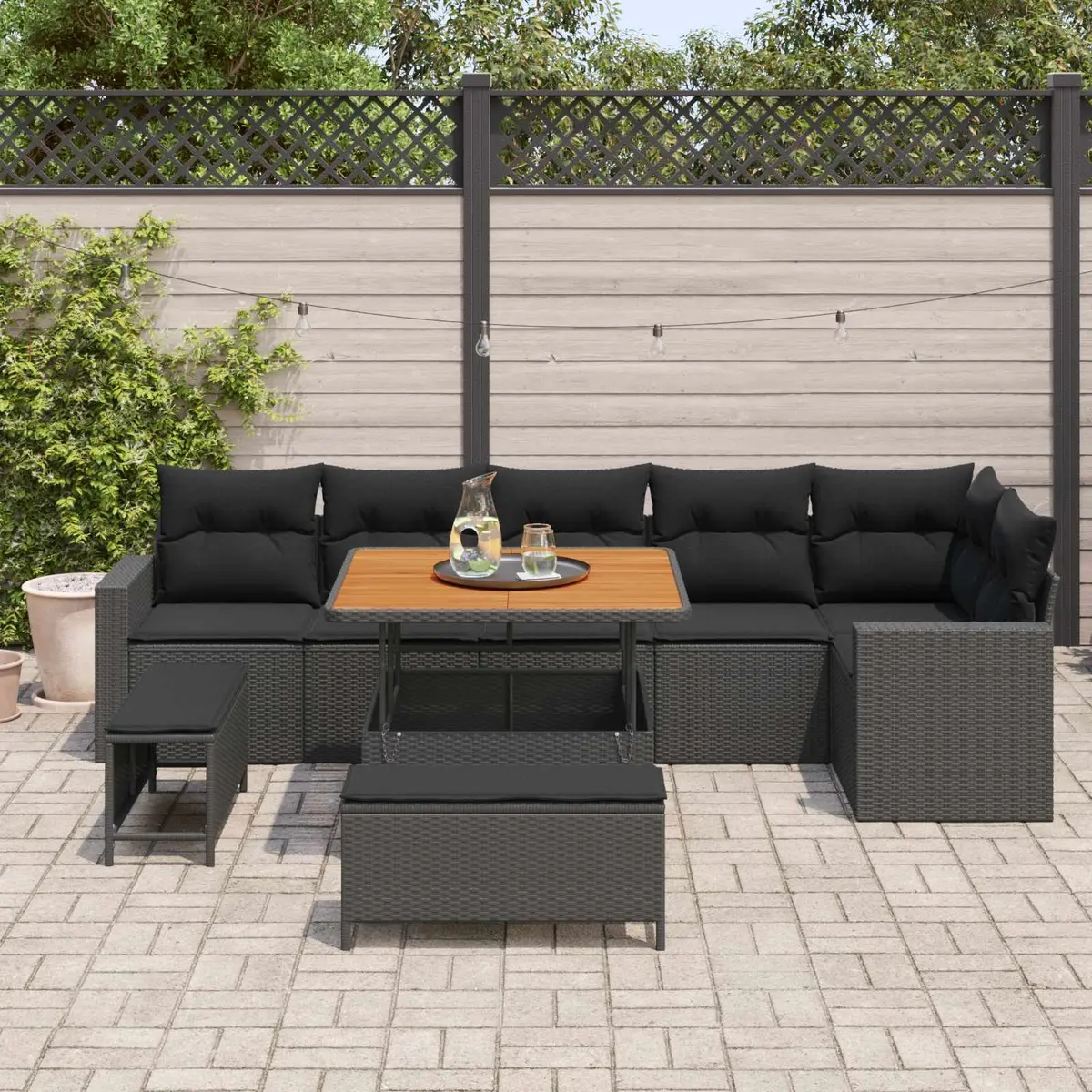 Garden Sofa Set 9 Piece Outdoor Furniture Modular Seating Height Adjustable