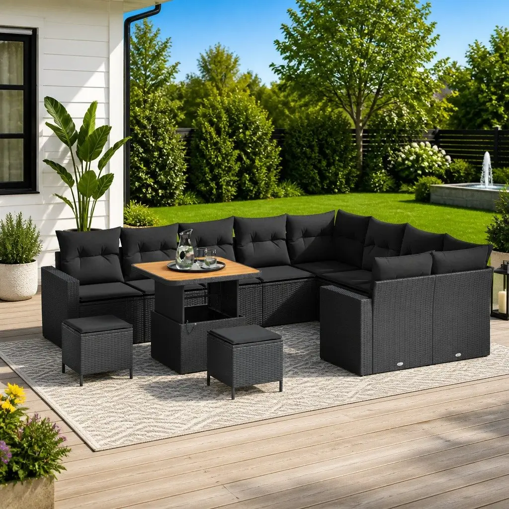 Outdoor Garden Sofa Set 12 Piece Modular Height-Adjustable Patio Furniture