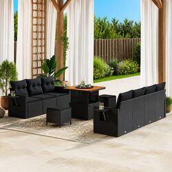10-Piece Modular Garden Sofa Set Height-Adjustable Poly Rattan Outdoor Furniture