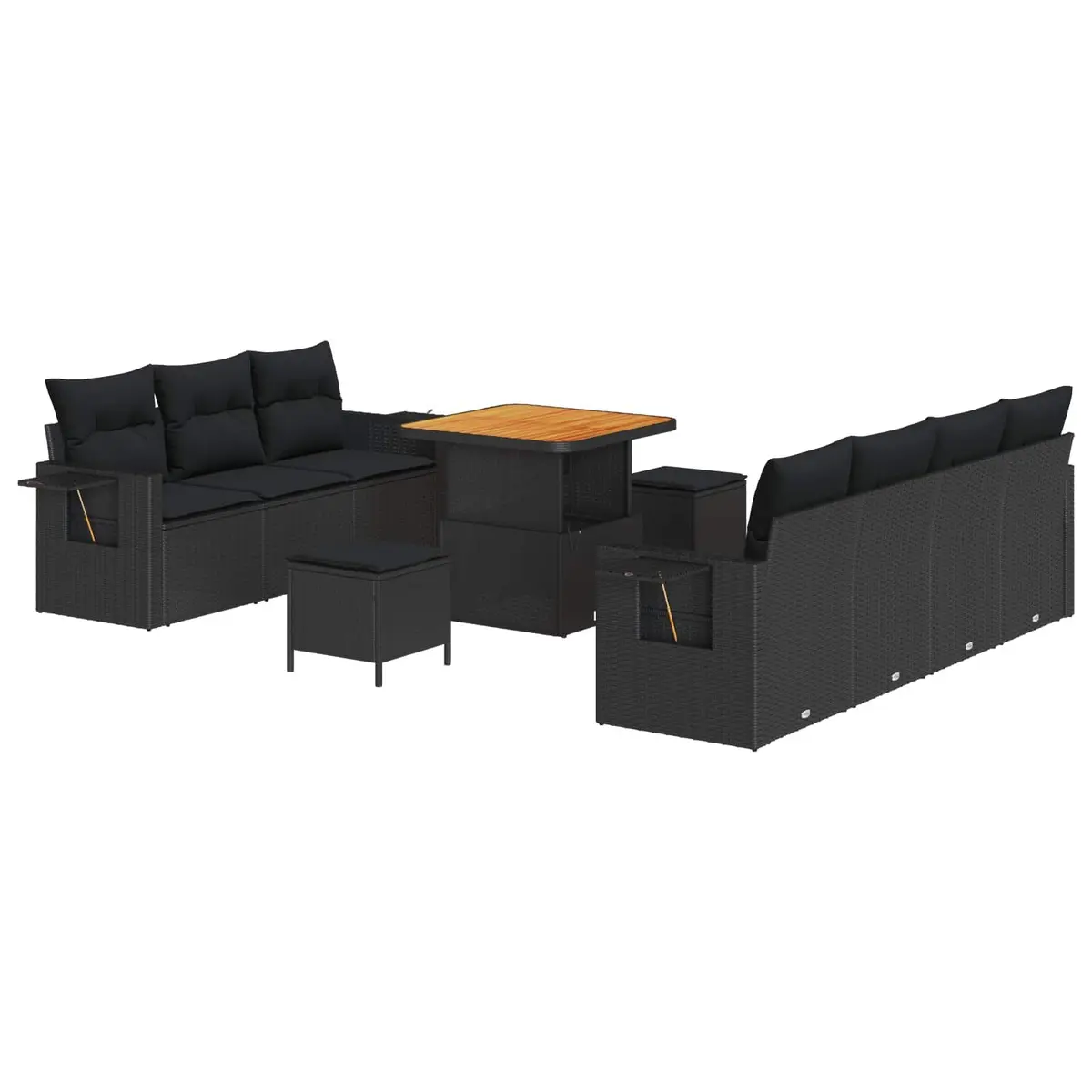 10 Piece Modular Garden Sofa Set Height-Adjustable Poly Rattan Outdoor Furniture