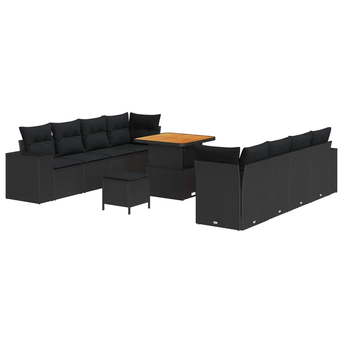Garden Sofa Set Modular Outdoor Furniture Black Poly Rattan with Cushions 11