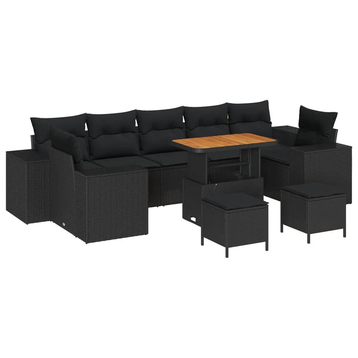 Modular Garden Sofa Set 10-Piece Height-Adjustable Outdoor Furniture Patio