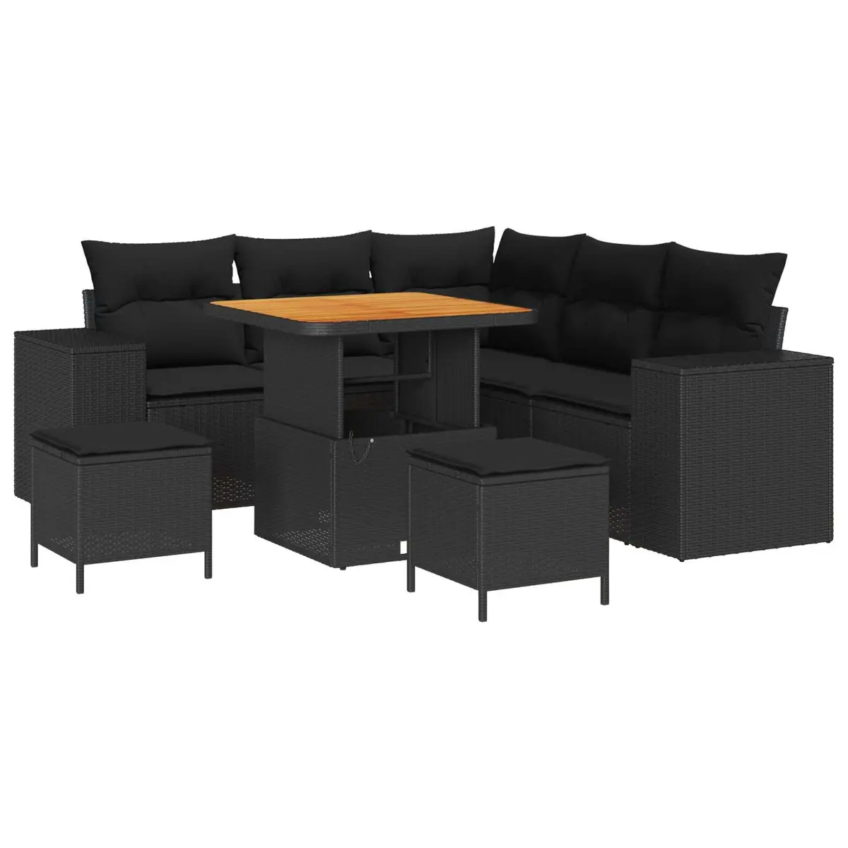Modular Outdoor Furniture Garden Sofa Set 8 Piece Black Poly Rattan