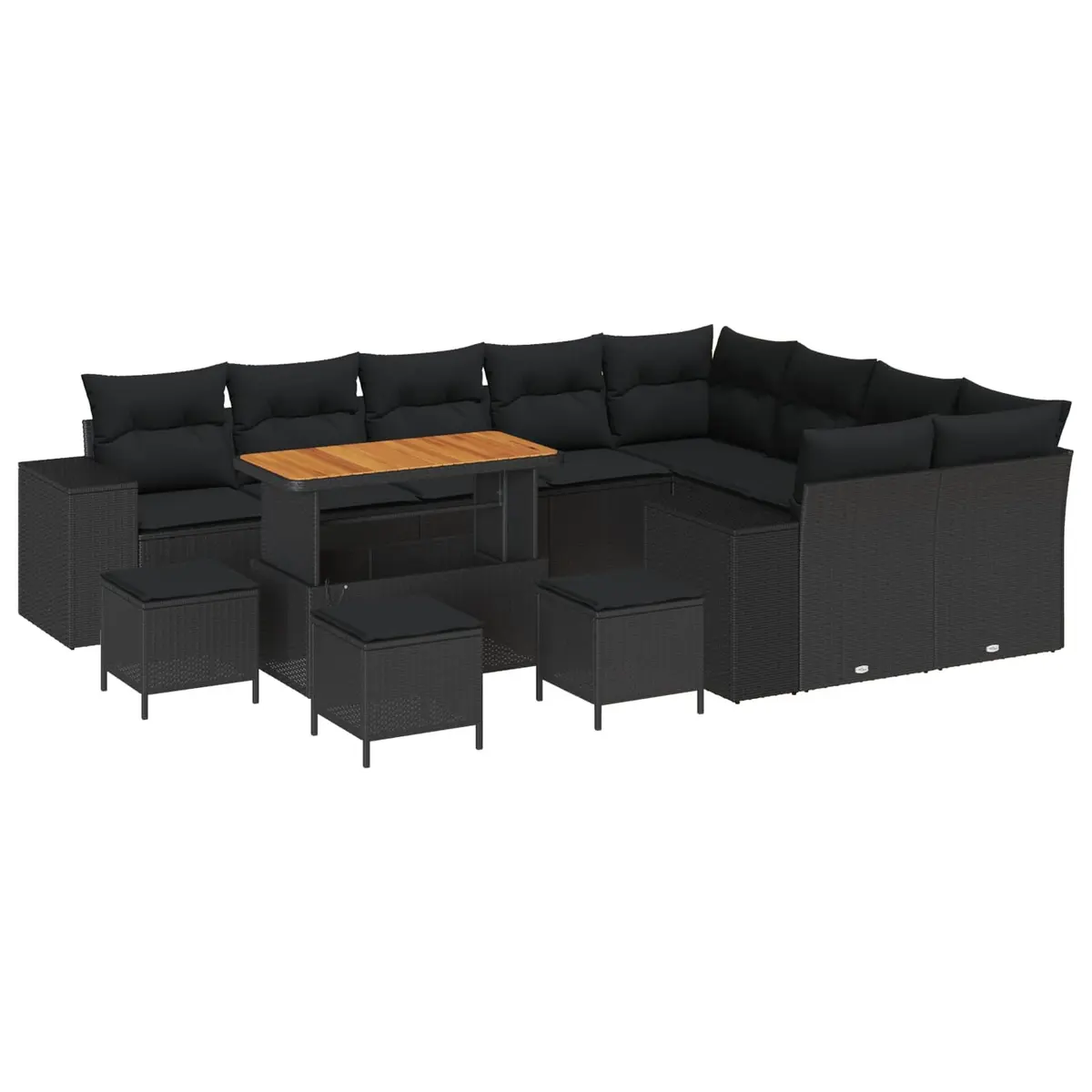 Garden Sofa Set Modular Black Poly Rattan 13 Piece Outdoor Furniture