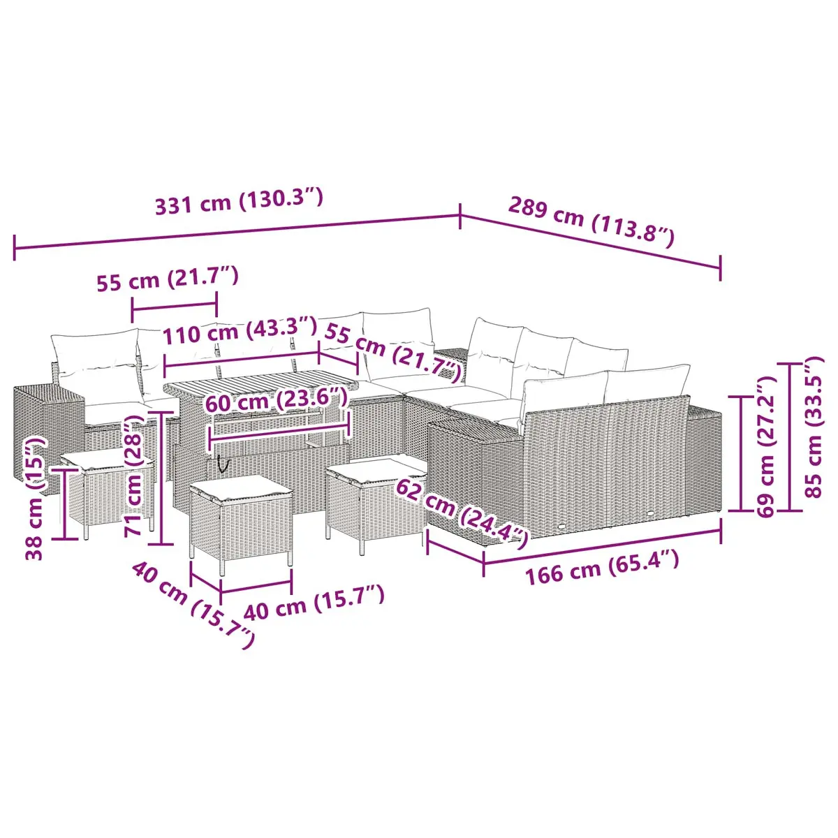 14-Piece Outdoor Sofa Set