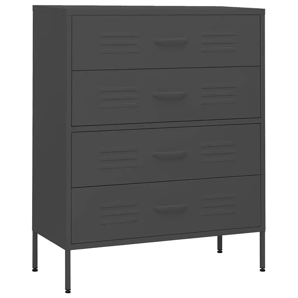 Chest of Drawers Anthracite Steel Frame 80x35x101.5cm