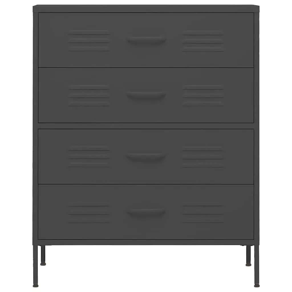 Chest of Drawers Anthracite Steel Frame 80x35x101.5cm