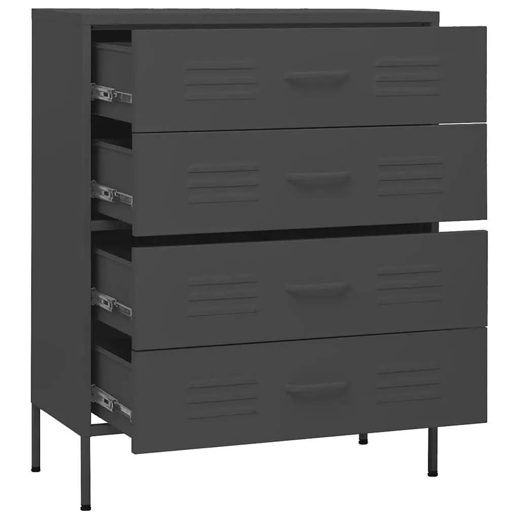 Chest of Drawers Anthracite Steel Frame 80x35x101.5cm