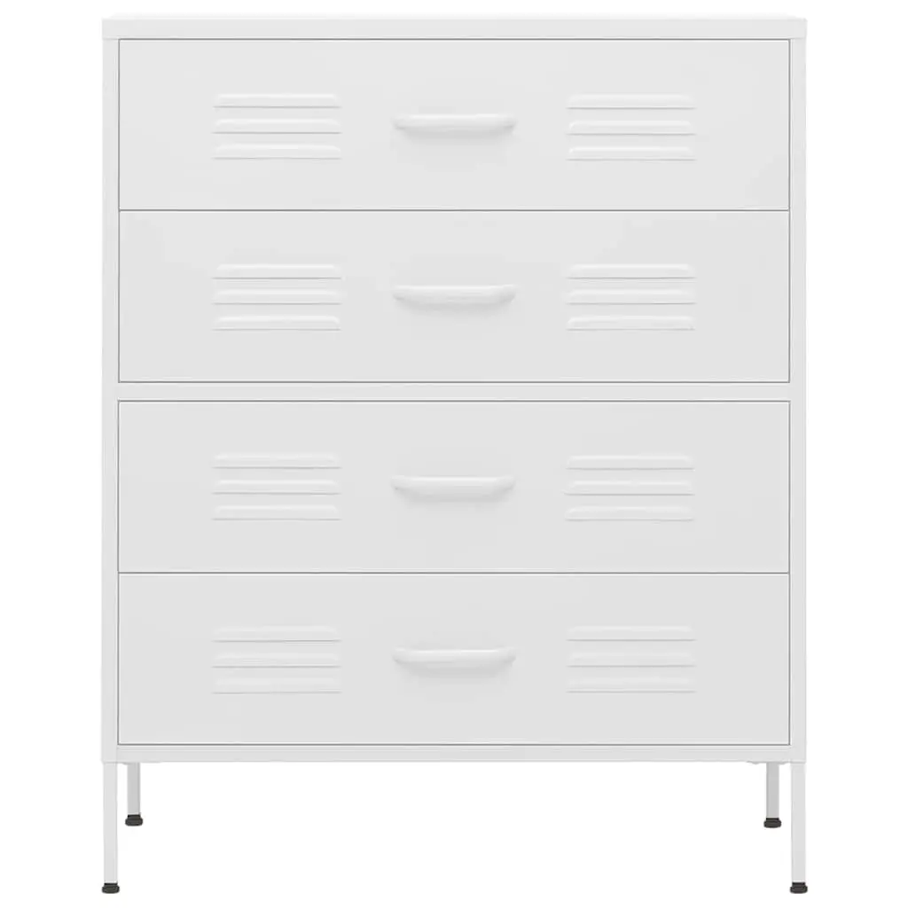 Chest of Drawers White Steel Storage Cabinet 80 x 35 x 101.5 cm