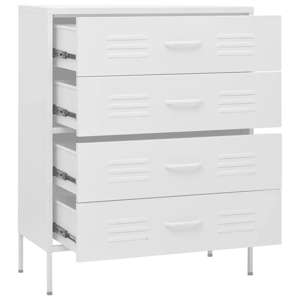 Chest of Drawers White Steel Storage Cabinet 80 x 35 x 101.5 cm