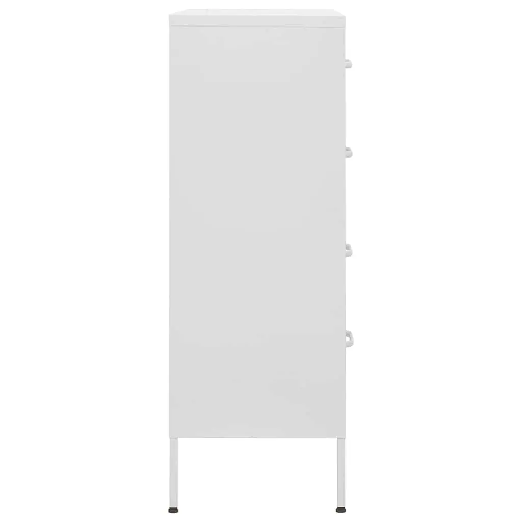 Chest of Drawers White Steel Storage Cabinet 80 x 35 x 101.5 cm