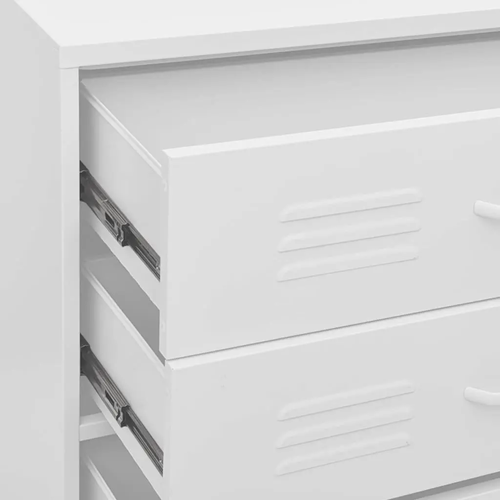 Chest of Drawers White Steel Storage Cabinet 80 x 35 x 101.5 cm
