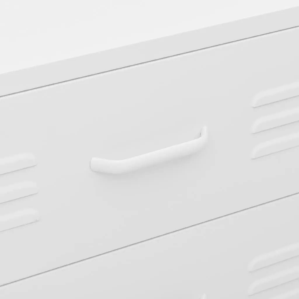 Chest of Drawers White Steel Storage Cabinet 80 x 35 x 101.5 cm