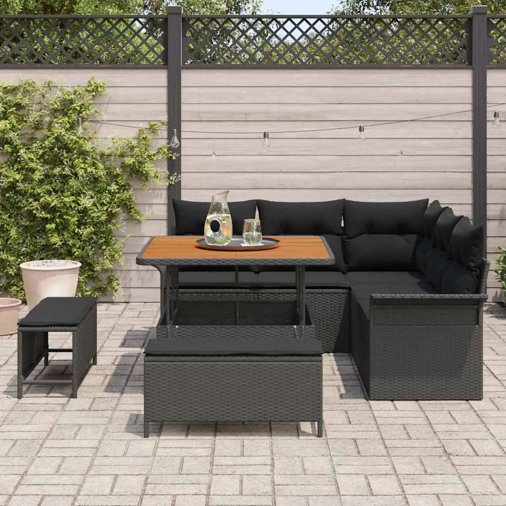 Garden Sofa Set 8 Pieces Outdoor Furniture Black Poly Rattan Patio Lounge Suite