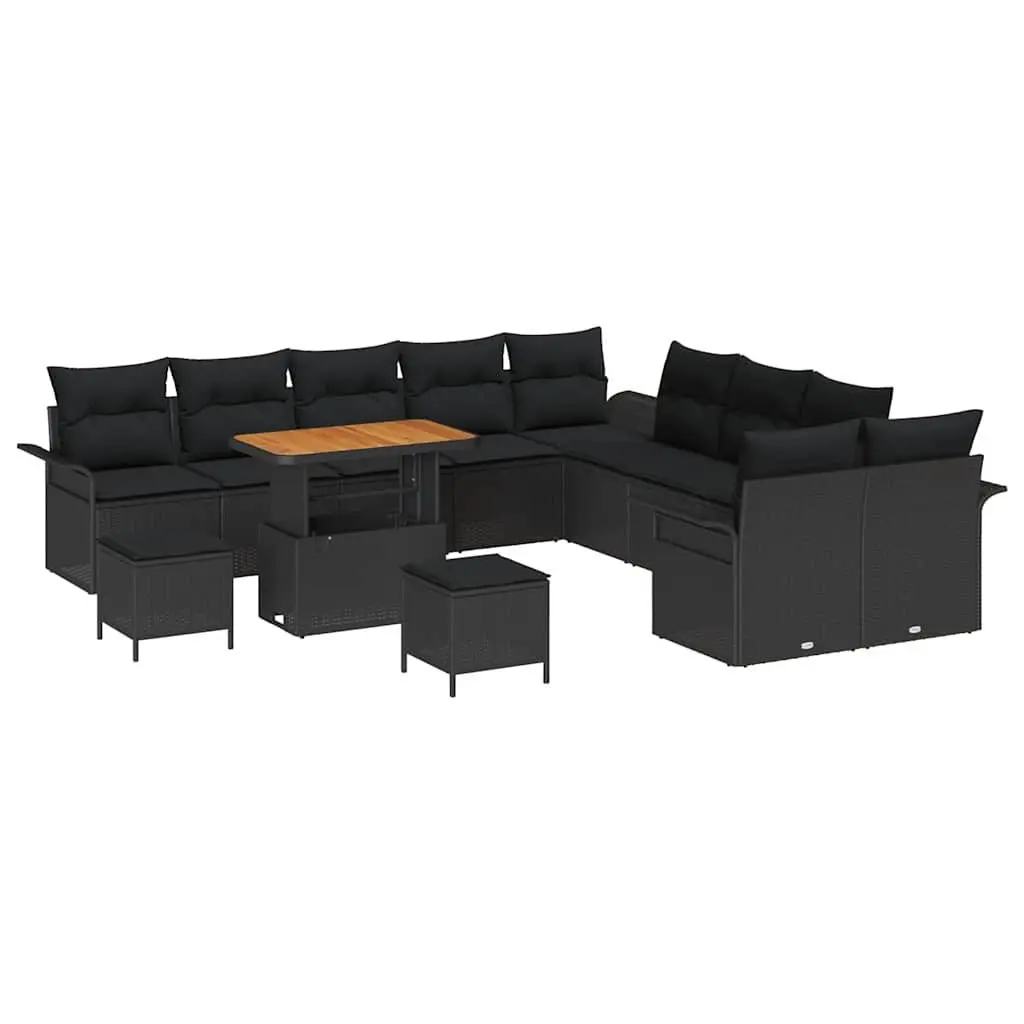 Garden Sofa Set 13 Piece Outdoor Lounge Furniture Poly Rattan Black Patio