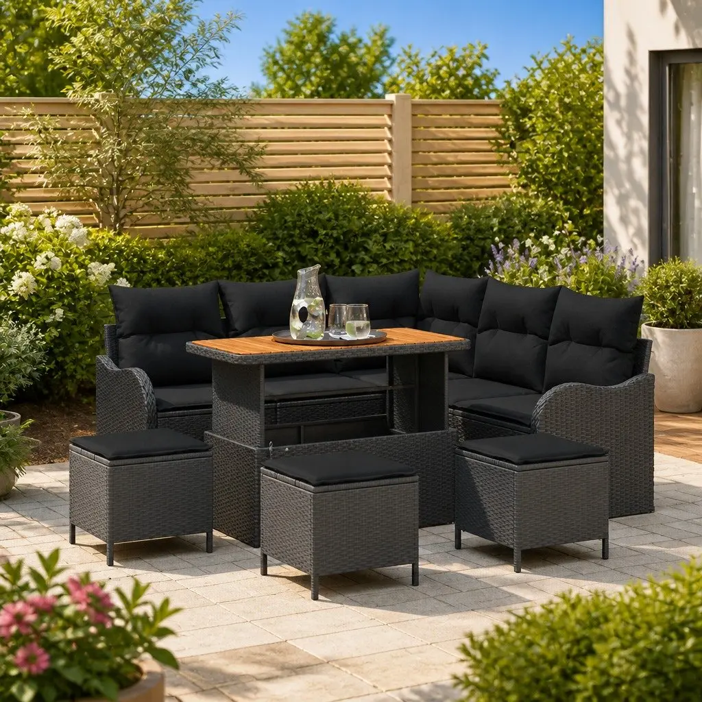 Outdoor Garden Sofa Set Modular Poly Rattan 9 Piece