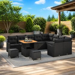 Your Ideal 12-Piece Black Garden Sofa Set Awaits