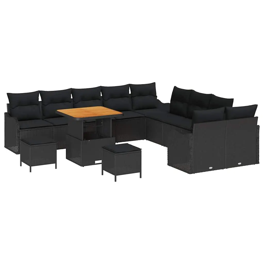 Garden Sofa Set 13 pcs Black Poly Rattan Outdoor Furniture Lounge Patio Seating