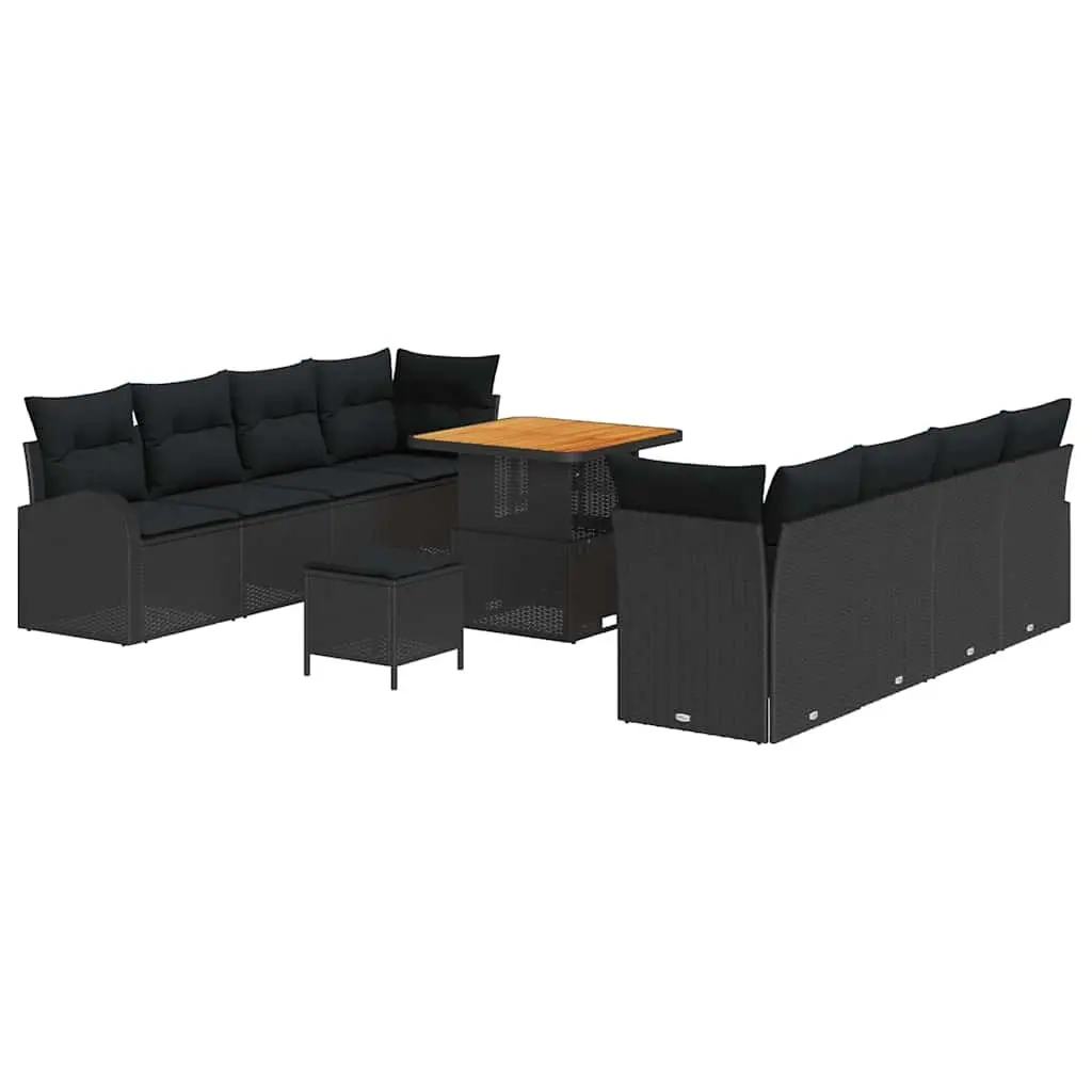 Garden Sofa Set 11 Piece Outdoor Furniture Black Rattan Cushion Patio Lounge