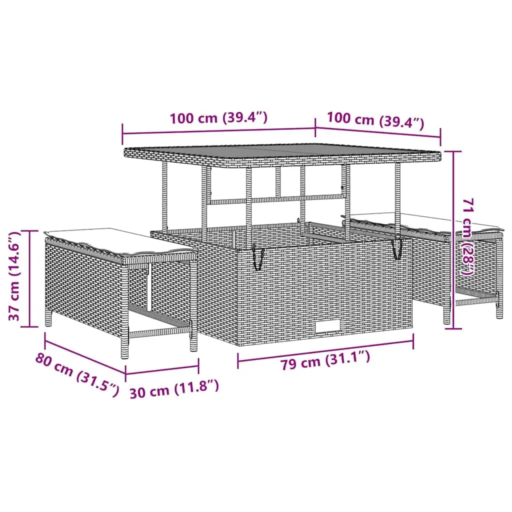 Garden Sofa Set 8 pcs Modular Outdoor Furniture Black Poly Rattan Patio Lounge