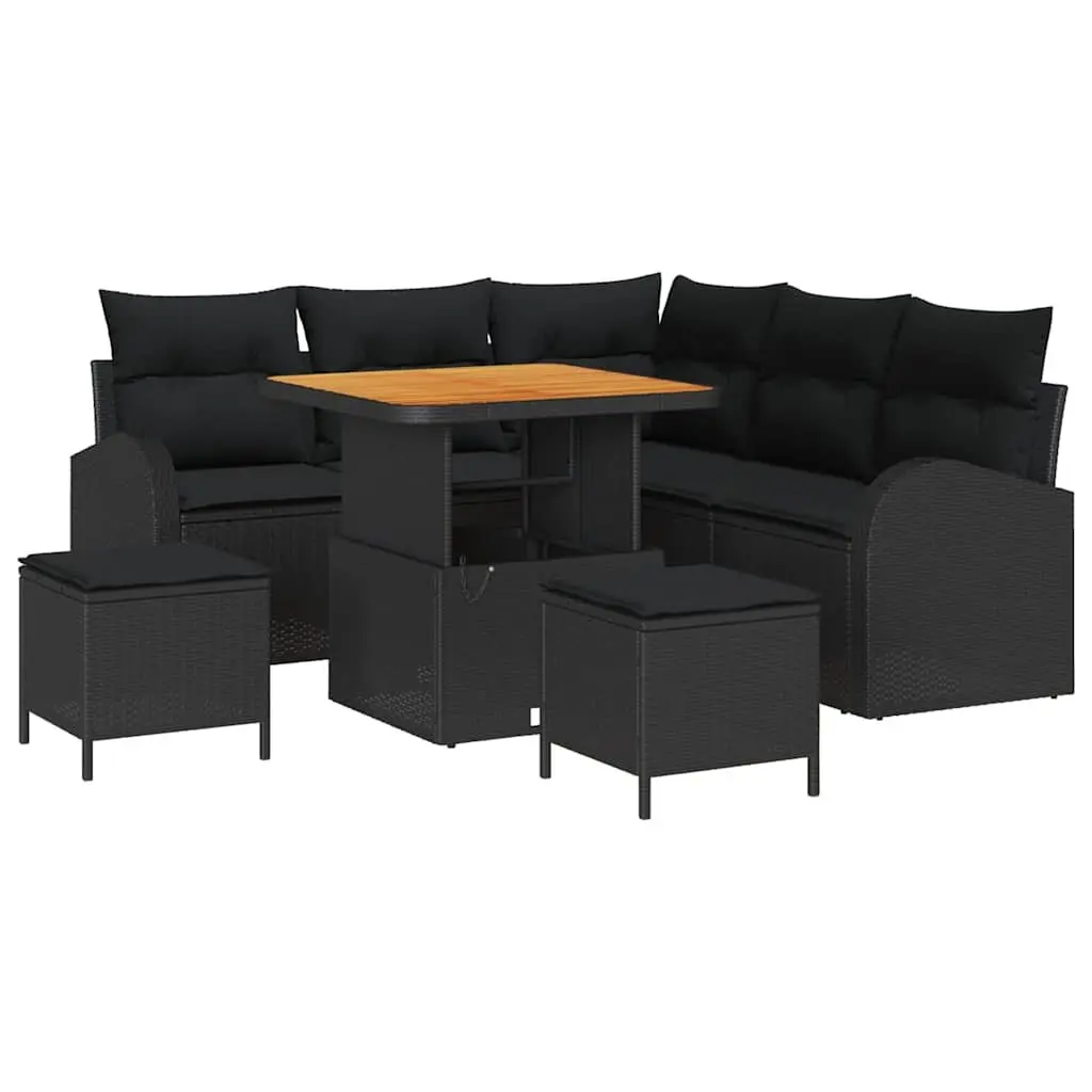 Garden Sofa Set Modular 8 Piece Outdoor Furniture Black Poly Rattan Patio Lounge