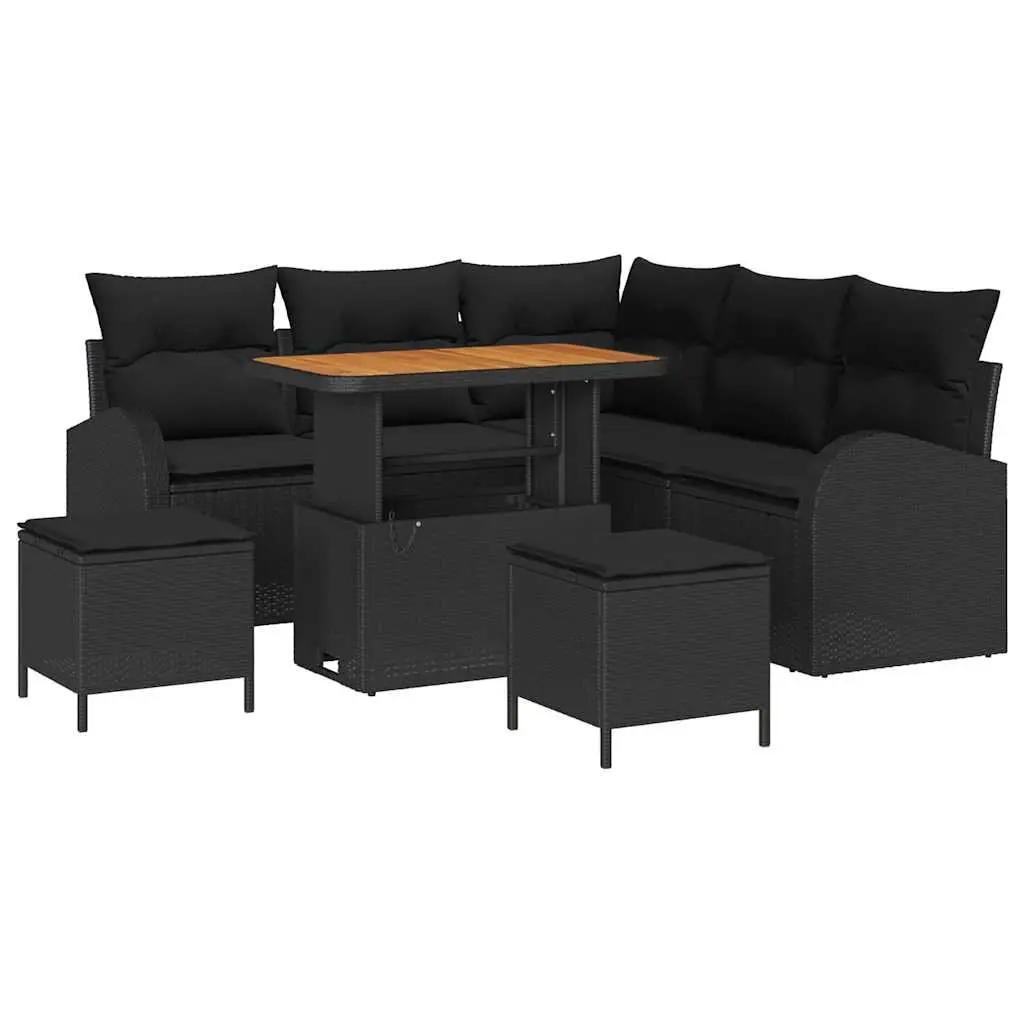 Garden Sofa Set 8 Pieces Black Outdoor Furniture Patio Lounge Rattan Seating