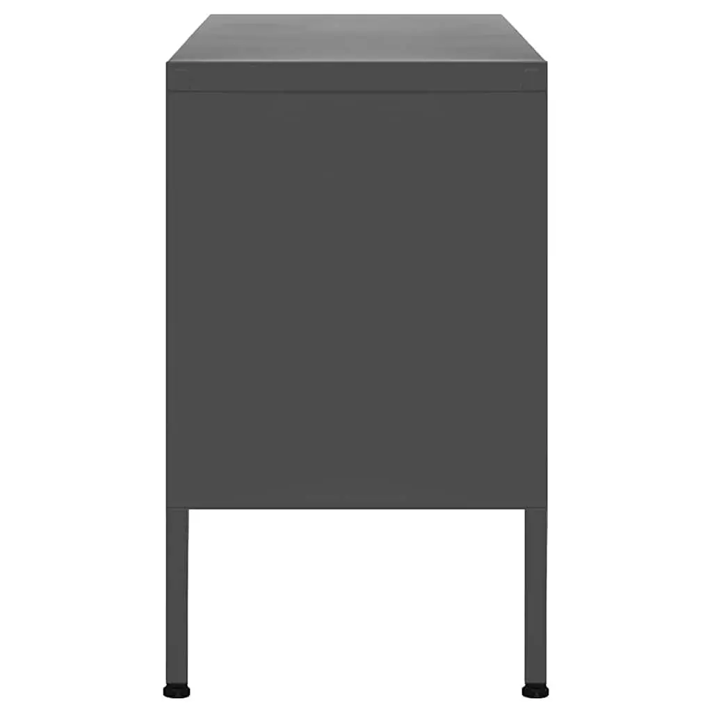 TV Cabinet Anthracite Steel Stand with Doors and Shelves 105W x 35D x 50H cm