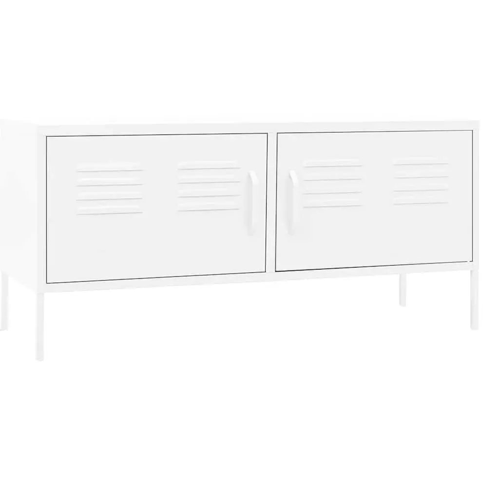 TV Cabinet White Steel Living Room Storage Unit 105 x 35 x 50 cm