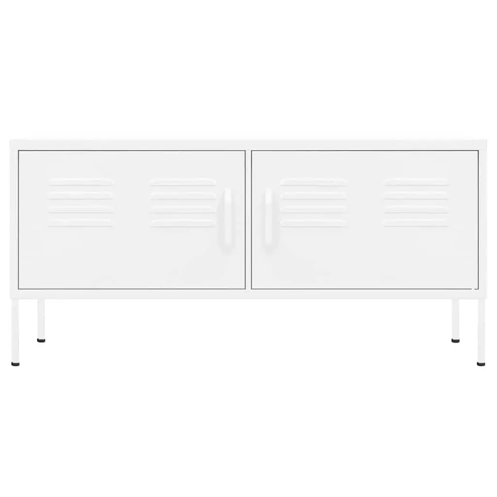 TV Cabinet White Steel Living Room Storage Unit 105 x 35 x 50 cm