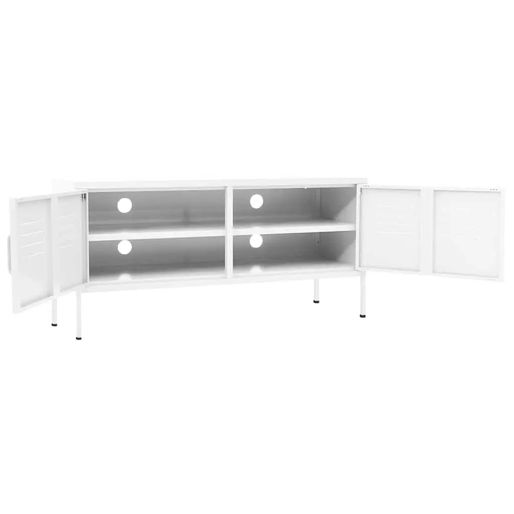 TV Cabinet White Steel Living Room Storage Unit 105 x 35 x 50 cm