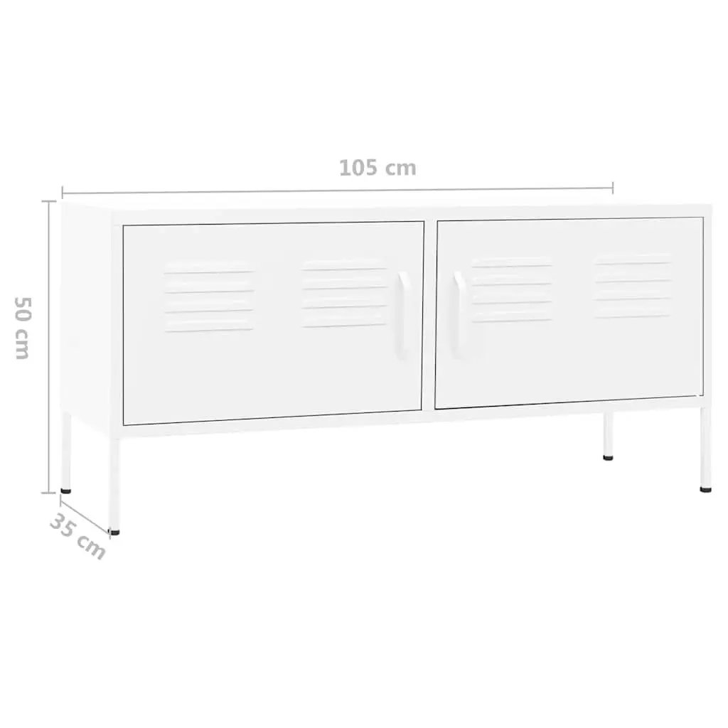 TV Cabinet White Steel Living Room Storage Unit 105 x 35 x 50 cm