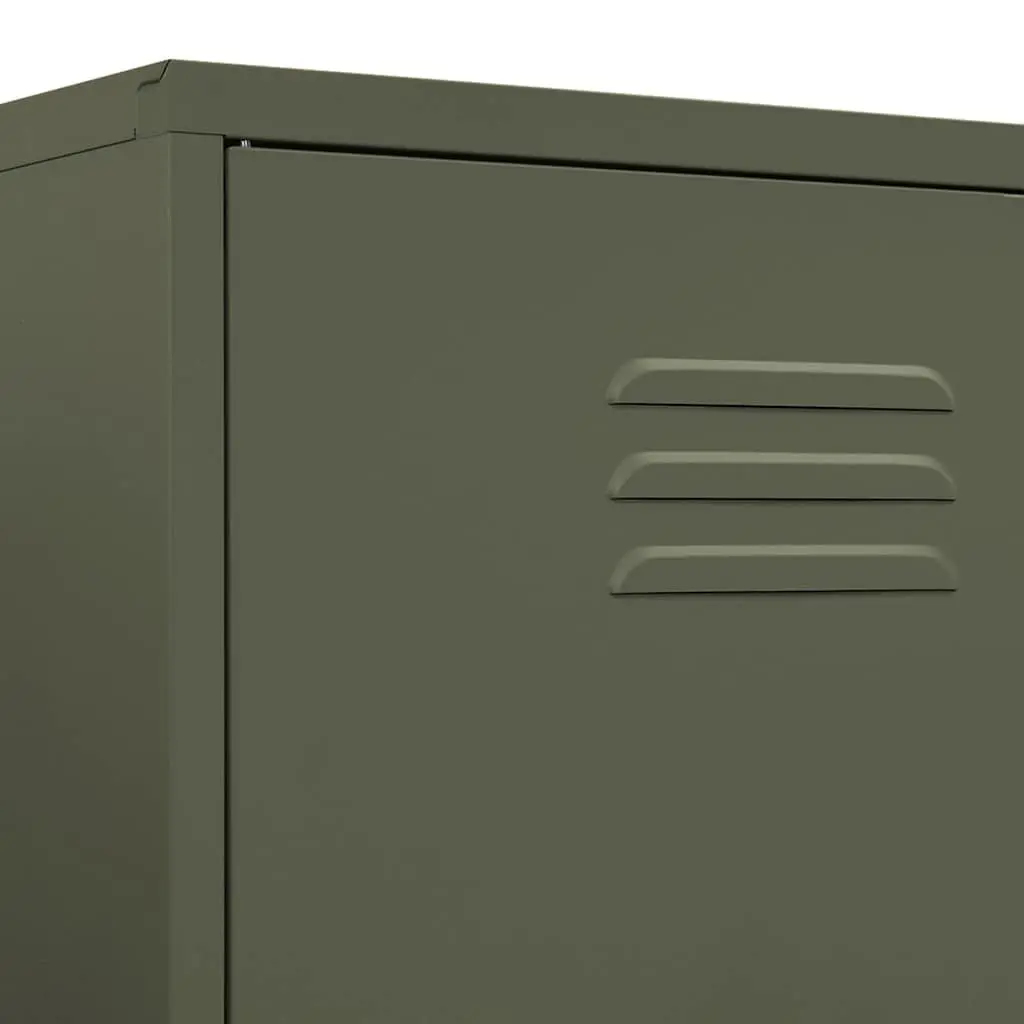Steel Wardrobe Cupboard Cabinet Adjustable Shelves Hanging Rod Olive Green 90W x 50D x 180H cm