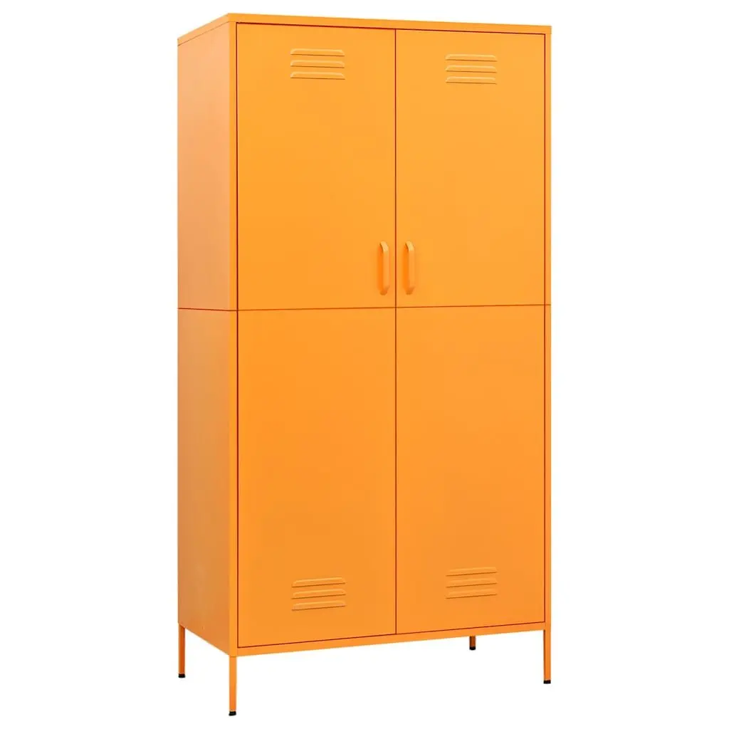 Steel Wardrobe Cabinet Yellow with Adjustable Shelves 90x50x180 cm