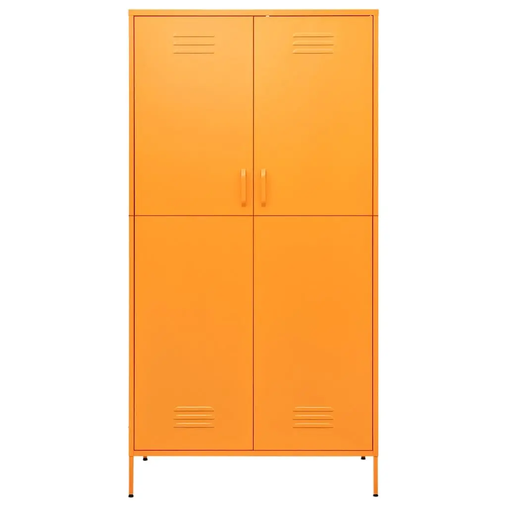 Steel Wardrobe Cabinet Yellow with Adjustable Shelves 90x50x180 cm