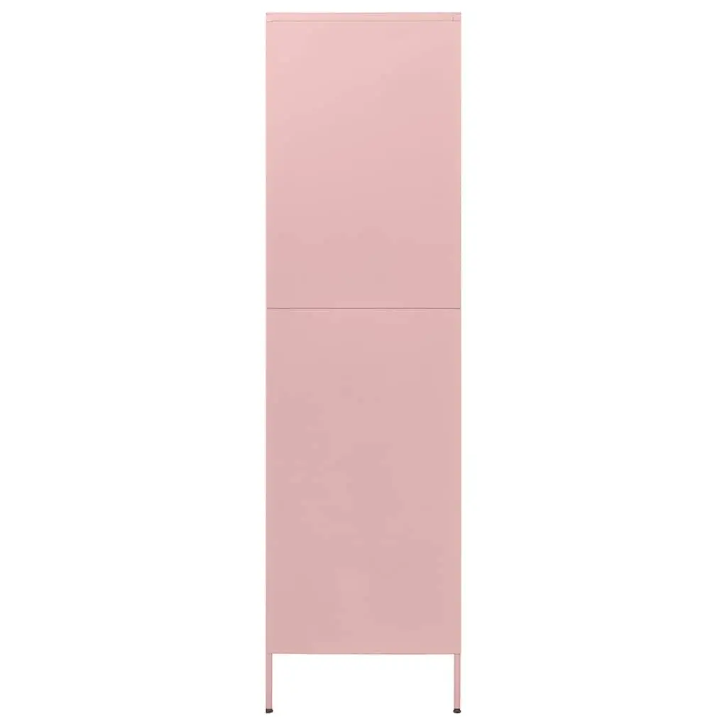 Pink Wardrobe Cabinet 90x50x180cm Steel Storage Cupboard Adjustable Shelves