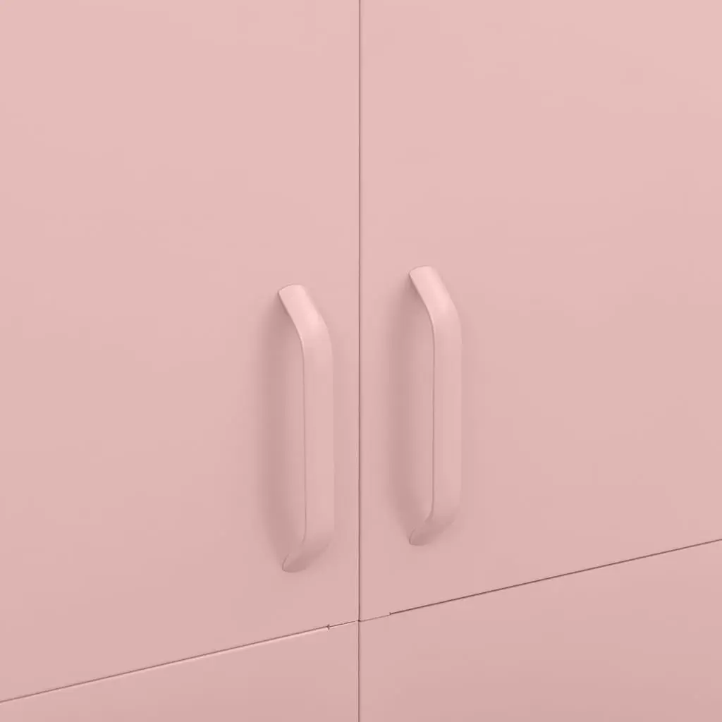 Pink Wardrobe Cabinet 90x50x180cm Steel Storage Cupboard Adjustable Shelves