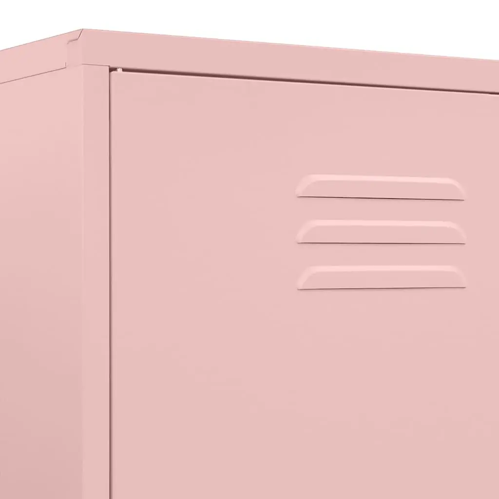 Pink Wardrobe Cabinet 90x50x180cm Steel Storage Cupboard Adjustable Shelves